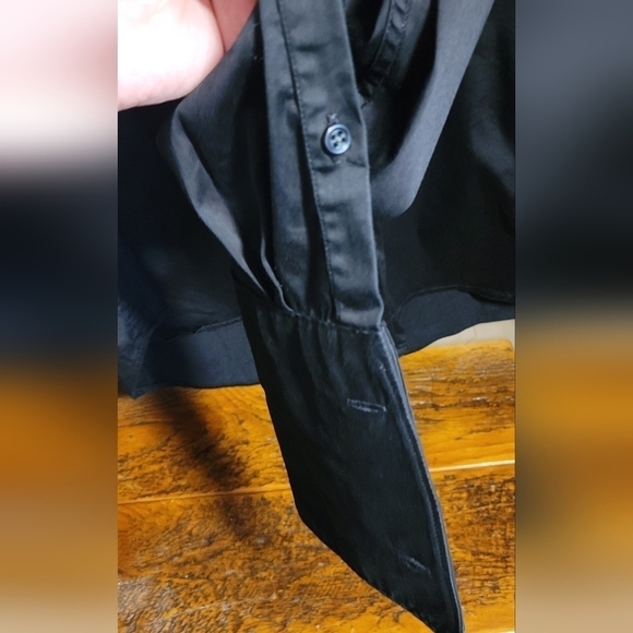 SAND 2 ply szXL 17-17.5us 43eu black fitted covered button cufflink dress shirt - Picture 4 of 9